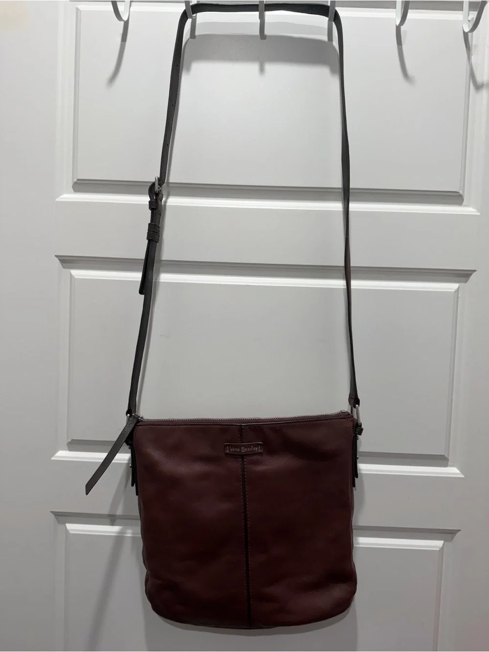 Vera Bradley Maroon Leather Crossbody Messenger Bag